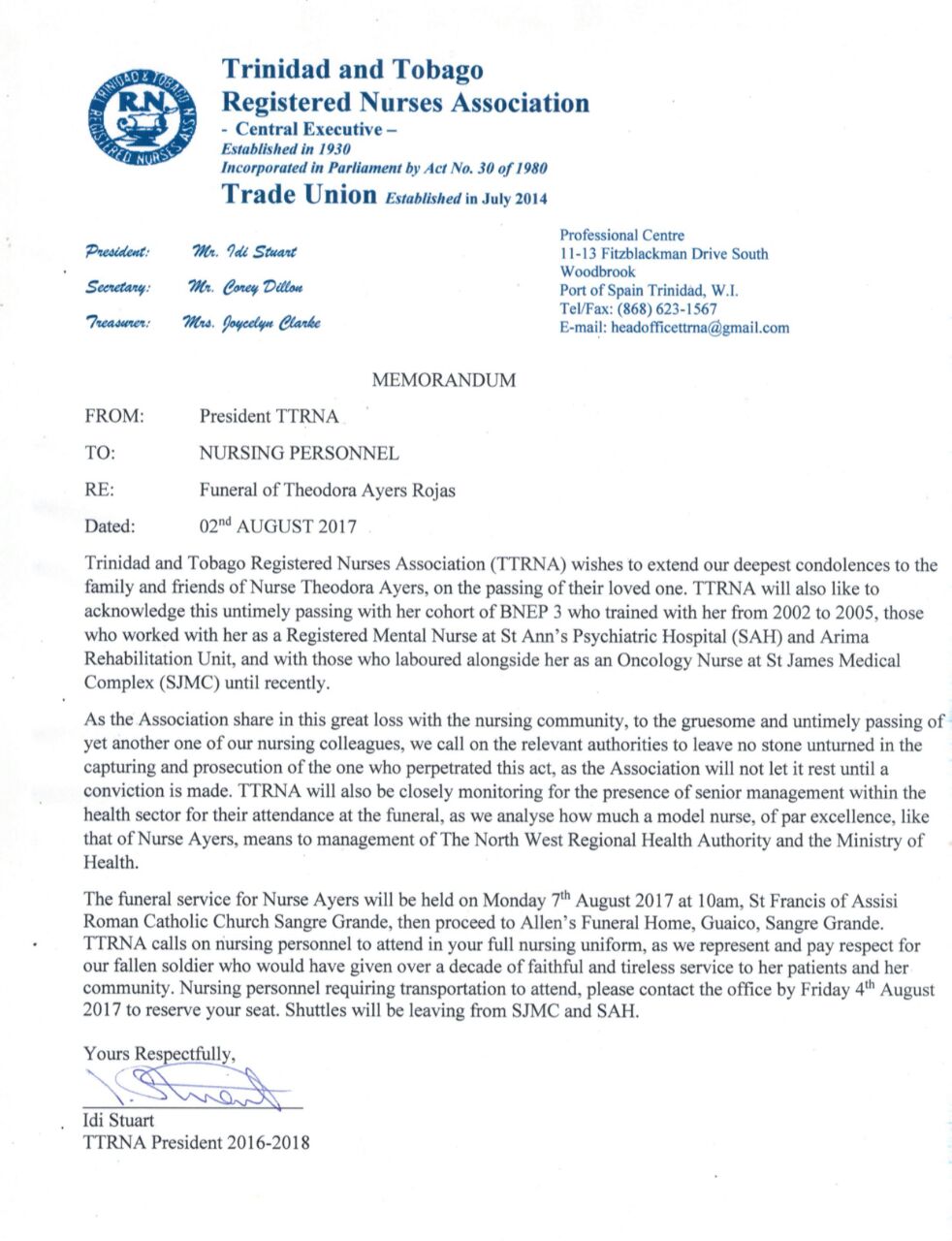 Funeral of Theodora Ayers Rojas