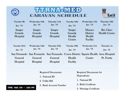 TTRNA-MED Caravan Schedule Jan. 2018