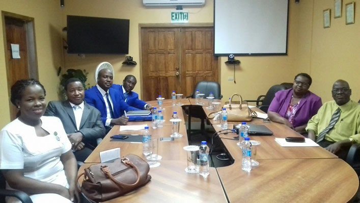 From left Ms. Natasha Prince (Deputy Chair Eastern Branch TTRNA), Mr. Christopher Toussaint (Chair Eastern Branch TTRNA), Mr. Idi Stuart (President TTRNA), Mr.Corey Dillon (Secretary TTRNA), Ms. Sharon Dufeal-George (General Manager Nursing), Mr. Roland Jack ( General Manager HR)