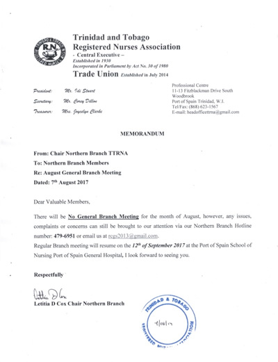 Branch Meeting  August 2017