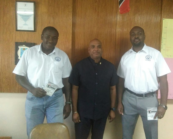 From left TTRNA Secretary Mr. Corey Dillon, Chief Education and Research Officer (OWTU) /General Secretary (JTUM) Comrade Ozzie Warrick, TTRNA President Mr. Idi Stuart