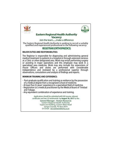 Vacancy - Eastern Regional Health Authority 