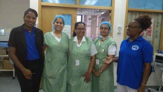South Chair Mrs. Murray John and Vice Chair Mrs. Nedd meet with the ICU staff.
